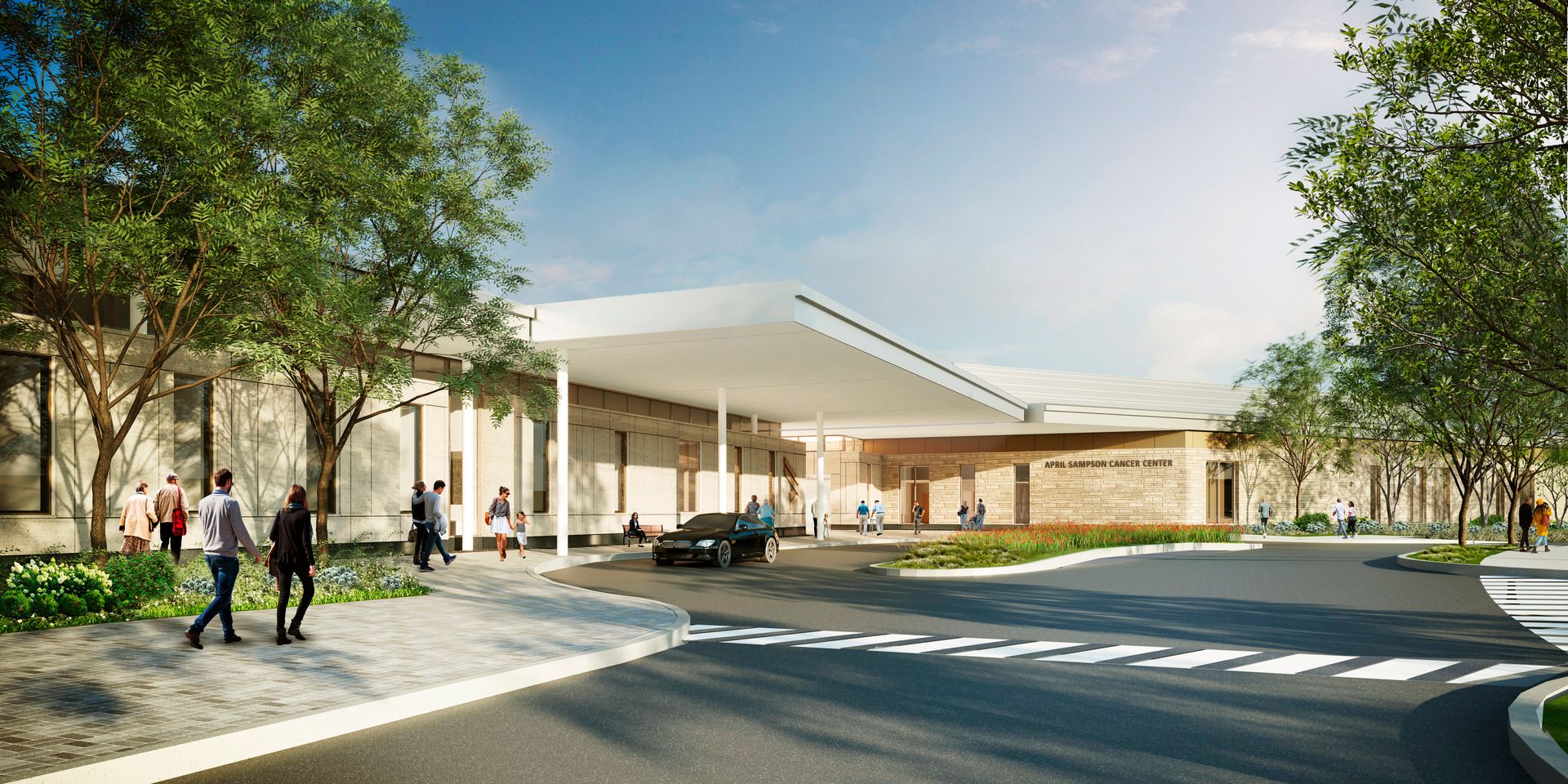 Exterior rendering of April Sampson Cancer Center