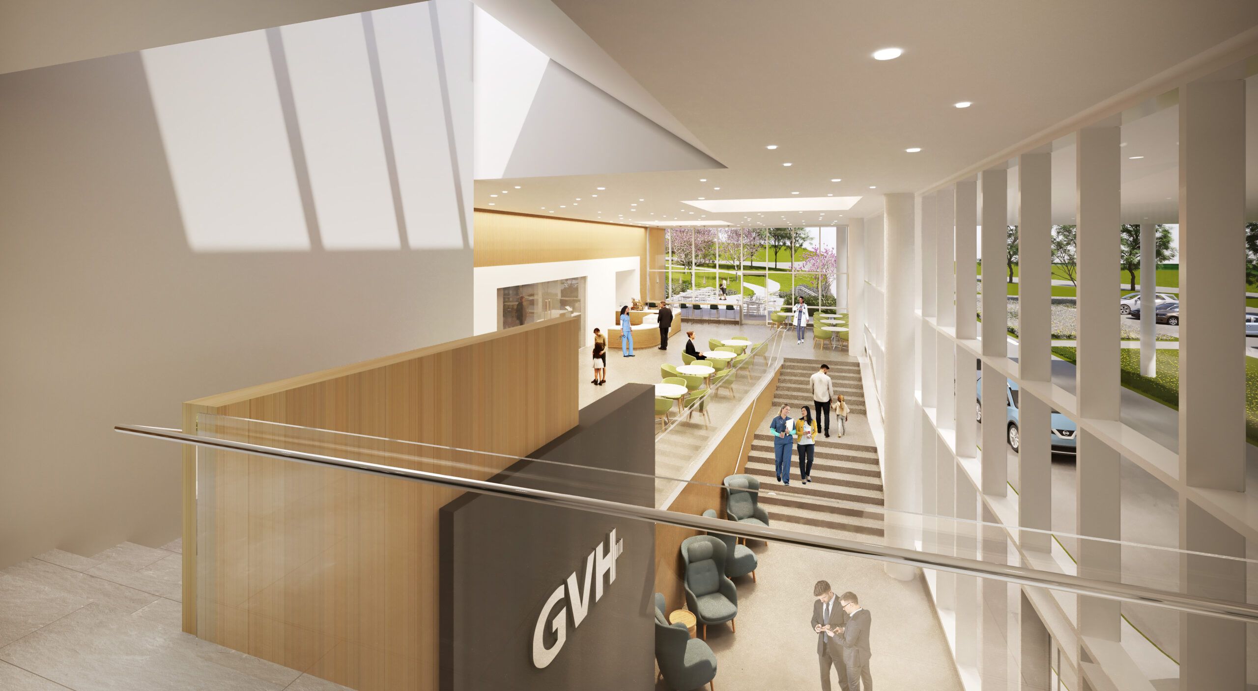 Architectural rendering of the lobby of Grand View Health